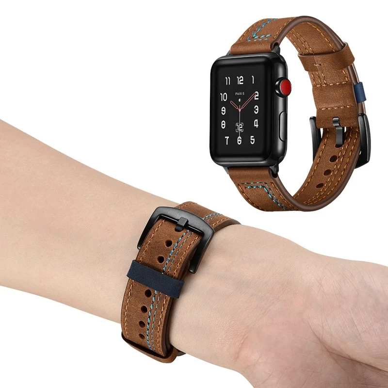 Haltbar Apple Watch Series 5 44mm Echtes Leder armband