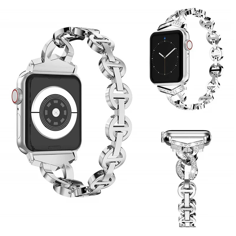 Reizend Apple Watch Series 5 44mm Metall und Strass armband