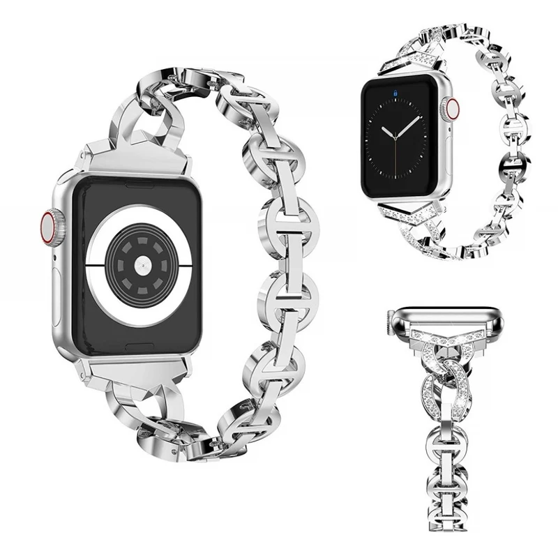 Reizend Apple Watch Series 5 44mm Metall und Strass armband