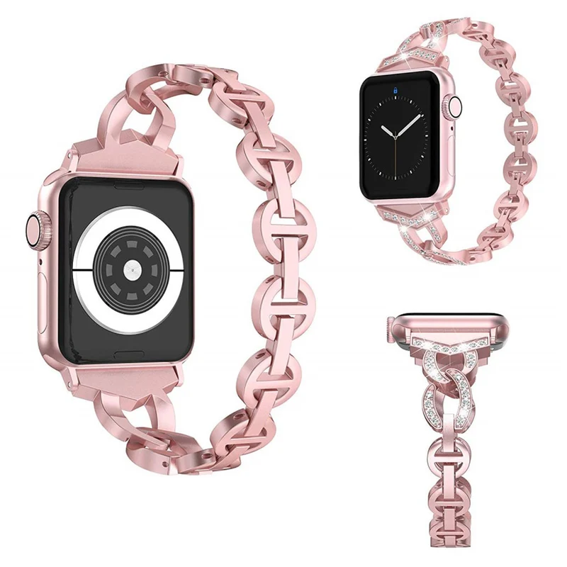 Reizend Apple Watch Series 5 44mm Metall und Strass armband