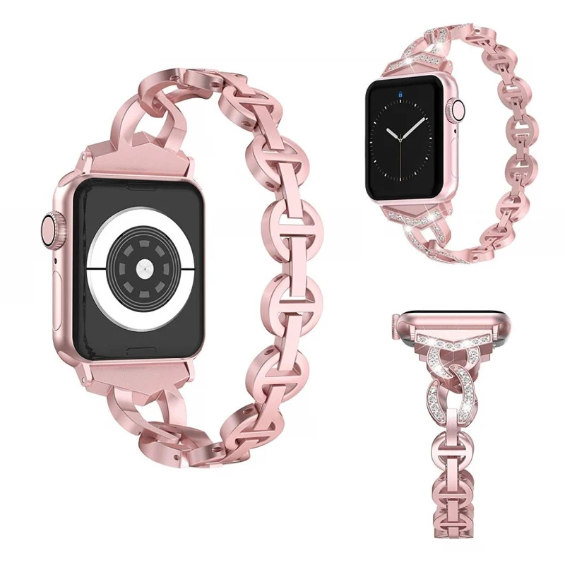Reizend Apple Watch Series 5 44mm Metall und Strass armband