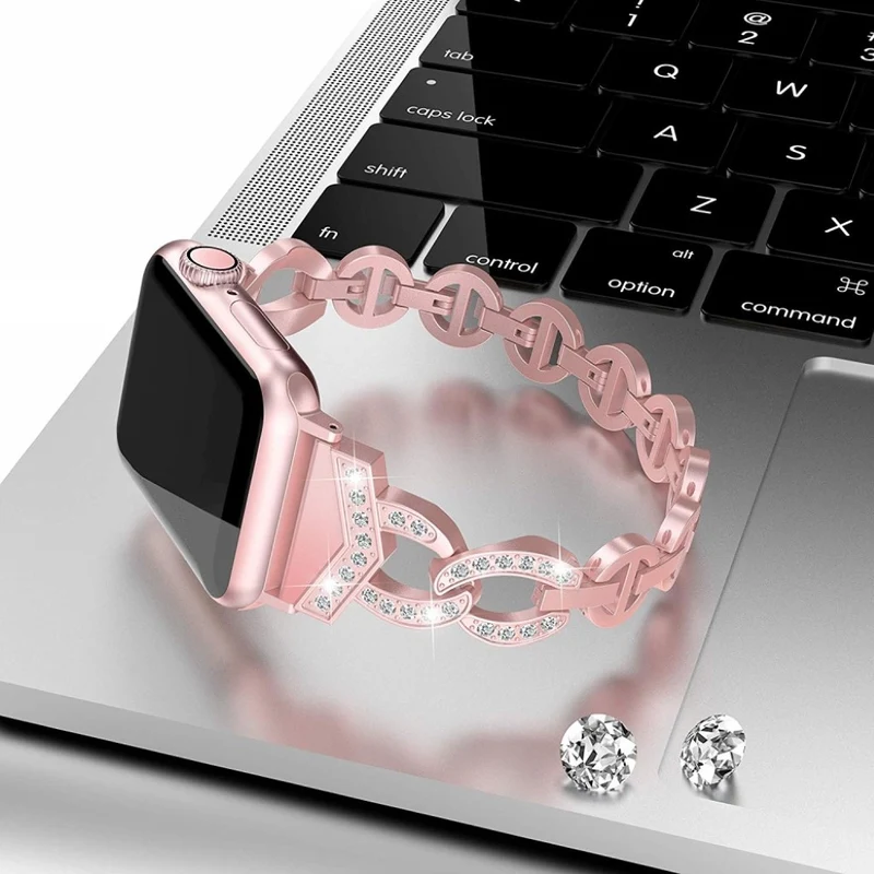Reizend Apple Watch Series 5 44mm Metall und Strass armband