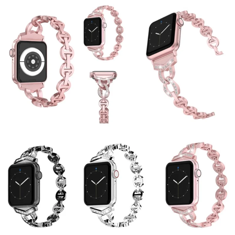 Reizend Apple Watch Series 5 44mm Metall und Strass armband