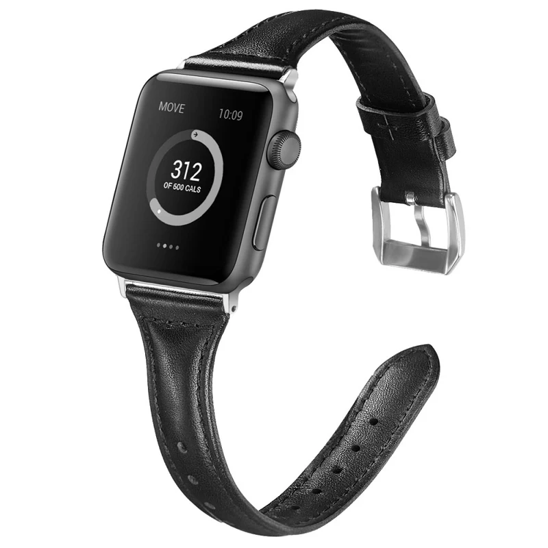 Sehr haltbar Apple Watch Series 7 45mm Echtes Leder armband - Größe: L