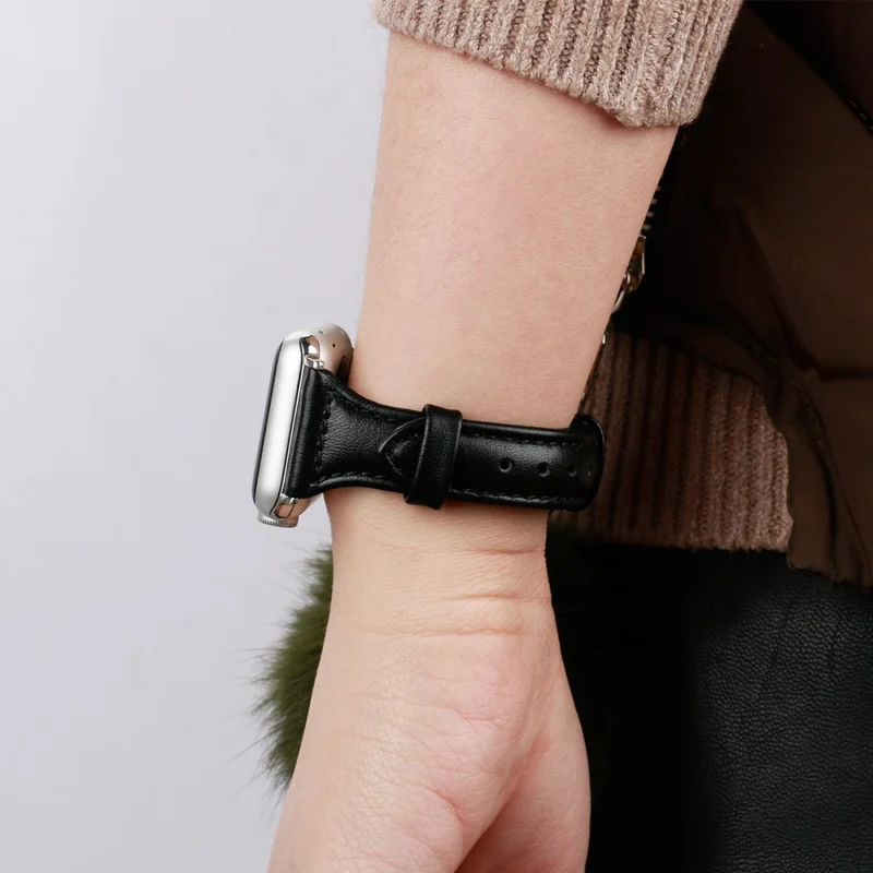 Sehr haltbar Apple Watch Series 7 45mm Echtes Leder armband - Größe: L