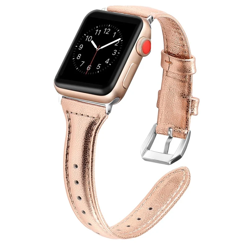 Sehr haltbar Apple Watch Series 7 45mm Echtes Leder armband - Größe: L