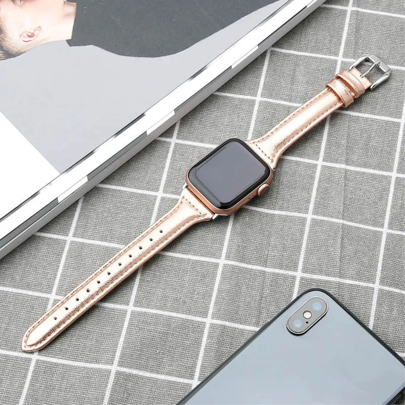Sehr haltbar Apple Watch Series 7 45mm Echtes Leder armband - Größe: L
