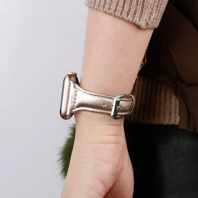Sehr haltbar Apple Watch Series 7 45mm Echtes Leder armband - Größe: L