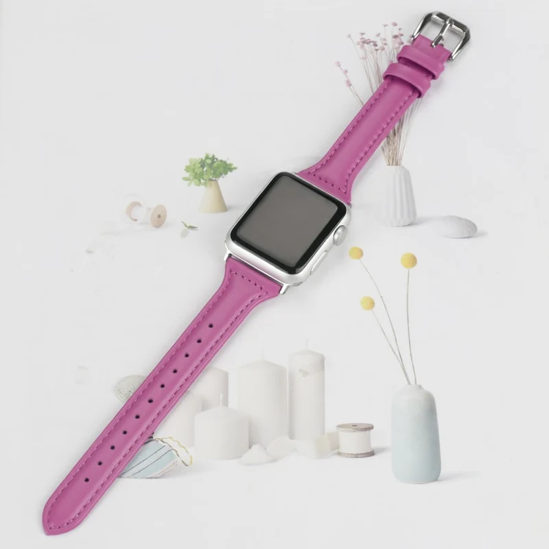 Sehr haltbar Apple Watch Series 7 45mm Echtes Leder armband - Größe: L