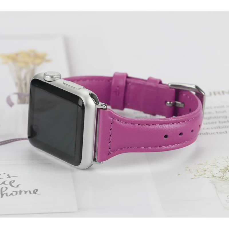 Sehr haltbar Apple Watch Series 7 45mm Echtes Leder armband - Größe: L