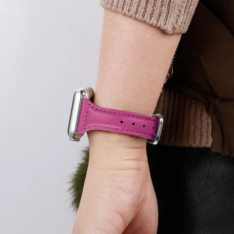 Sehr haltbar Apple Watch Series 7 45mm Echtes Leder armband - Größe: L