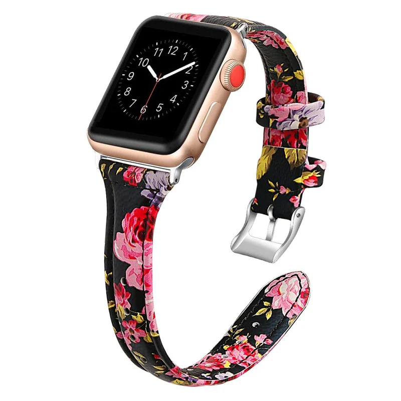 Sehr haltbar Apple Watch Series 7 45mm Echtes Leder armband - Größe: L