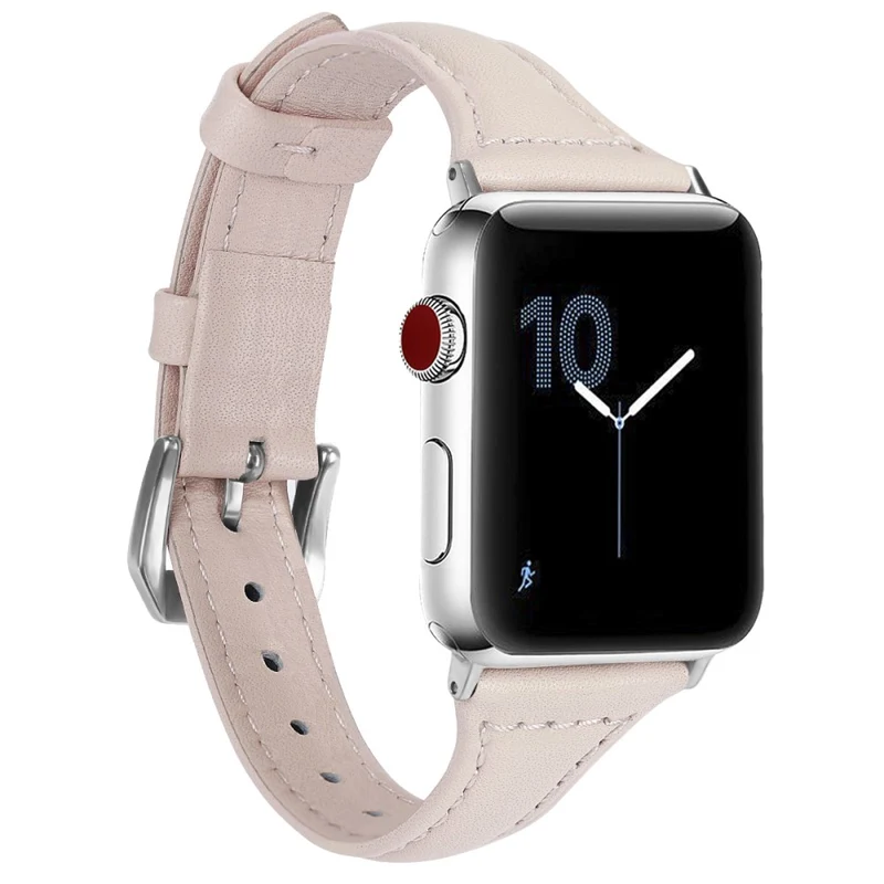 Sehr haltbar Apple Watch Series 7 45mm Echtes Leder armband - Größe: L