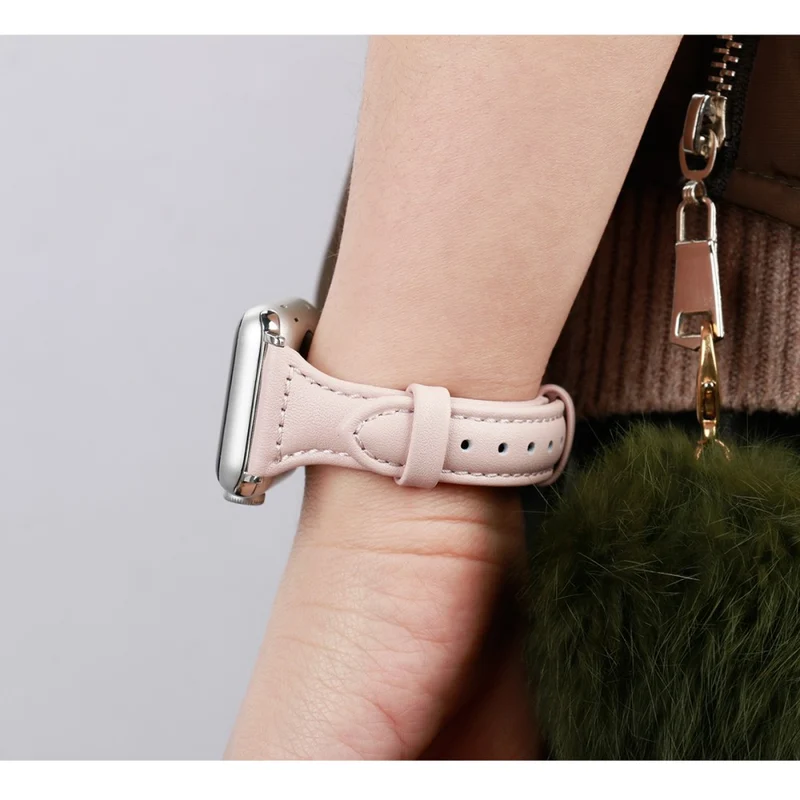 Sehr haltbar Apple Watch Series 7 45mm Echtes Leder armband - Größe: L