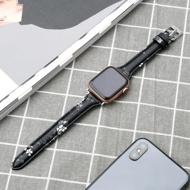 Sehr haltbar Apple Watch Series 7 45mm Echtes Leder armband - Größe: L