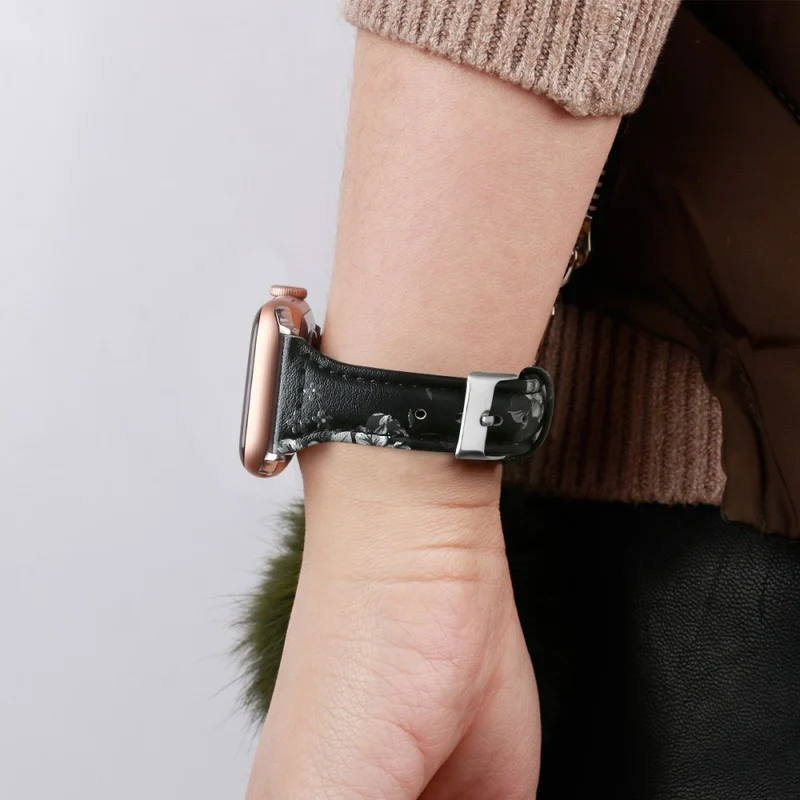 Sehr haltbar Apple Watch Series 7 45mm Echtes Leder armband - Größe: L