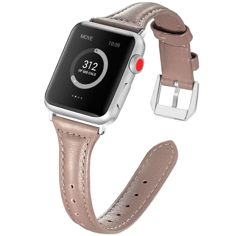 Sehr haltbar Apple Watch Series 7 45mm Echtes Leder armband - Größe: L