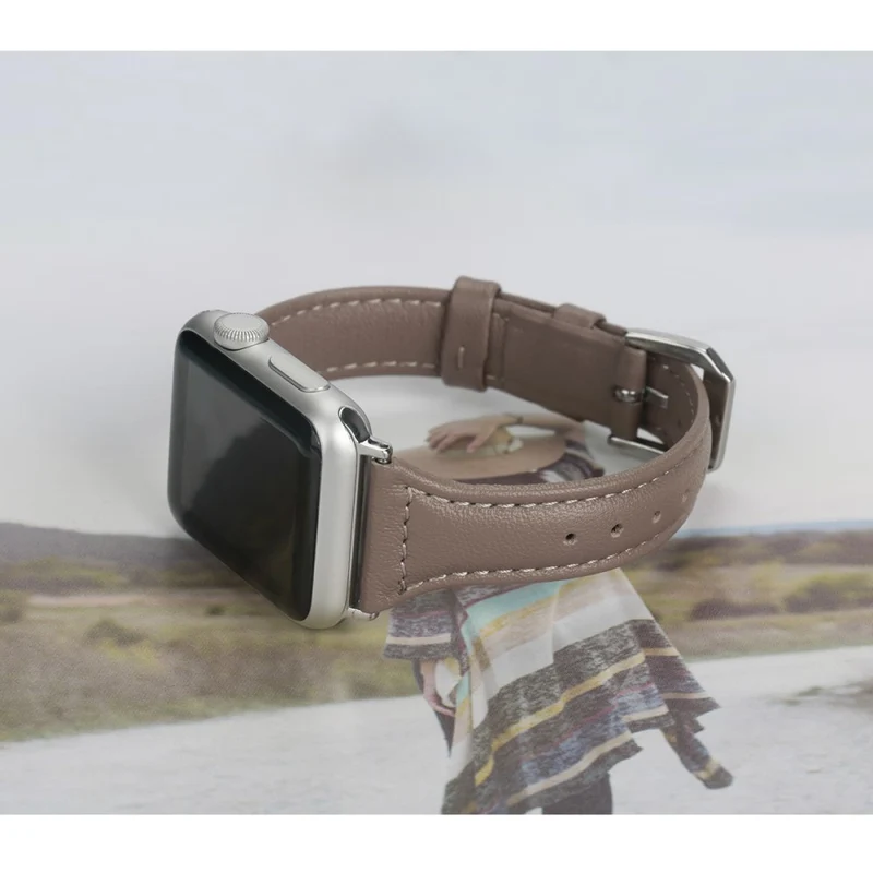 Sehr haltbar Apple Watch Series 7 45mm Echtes Leder armband - Größe: L