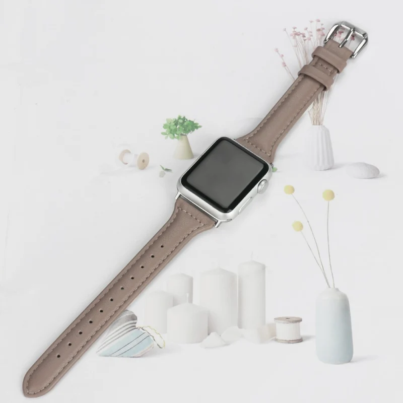 Sehr haltbar Apple Watch Series 7 45mm Echtes Leder armband - Größe: L