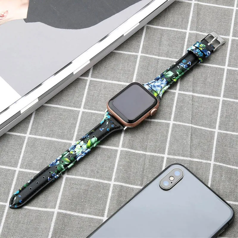 Sehr haltbar Apple Watch Series 7 45mm Echtes Leder armband - Größe: L