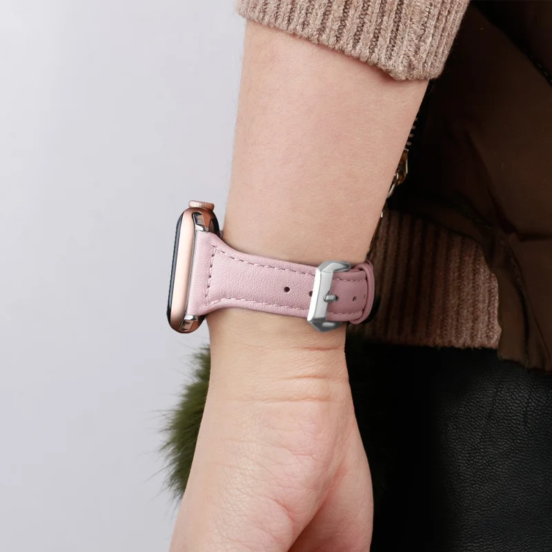 Sehr haltbar Apple Watch Series 7 45mm Echtes Leder armband - Größe: L