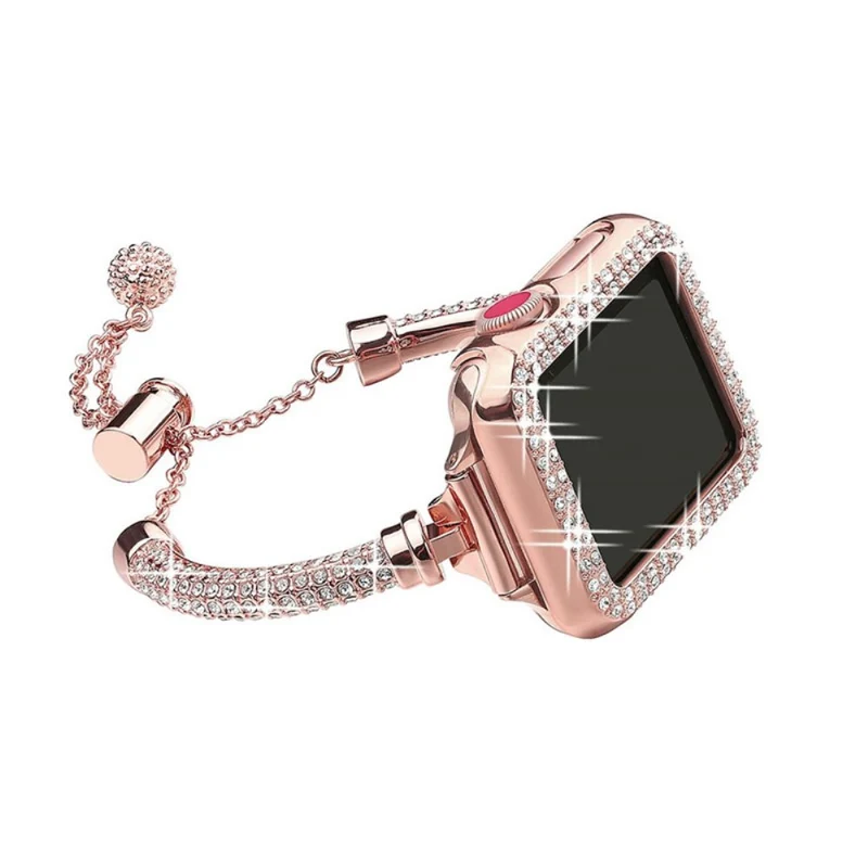 Haltbar Apple Watch Series 7 45mm Metall und Strass armband