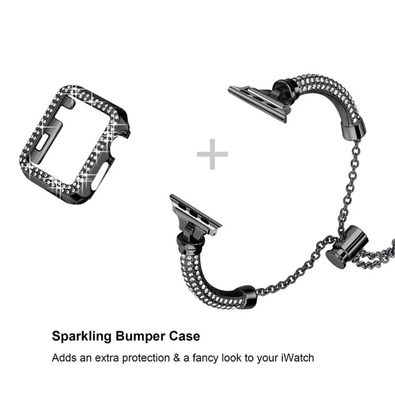 Haltbar Apple Watch Series 7 45mm Metall und Strass armband