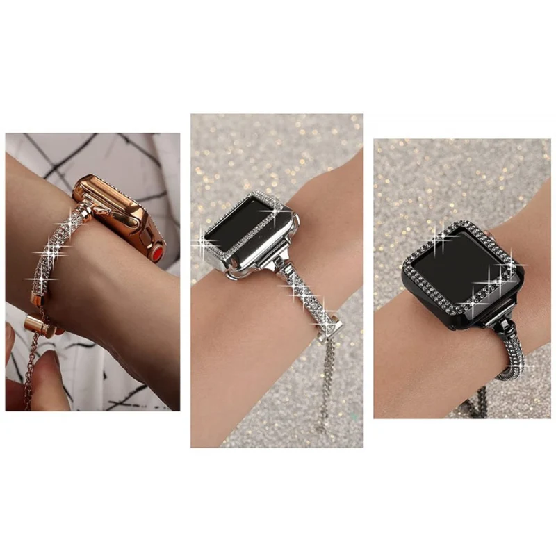 Haltbar Apple Watch Series 7 45mm Metall und Strass armband