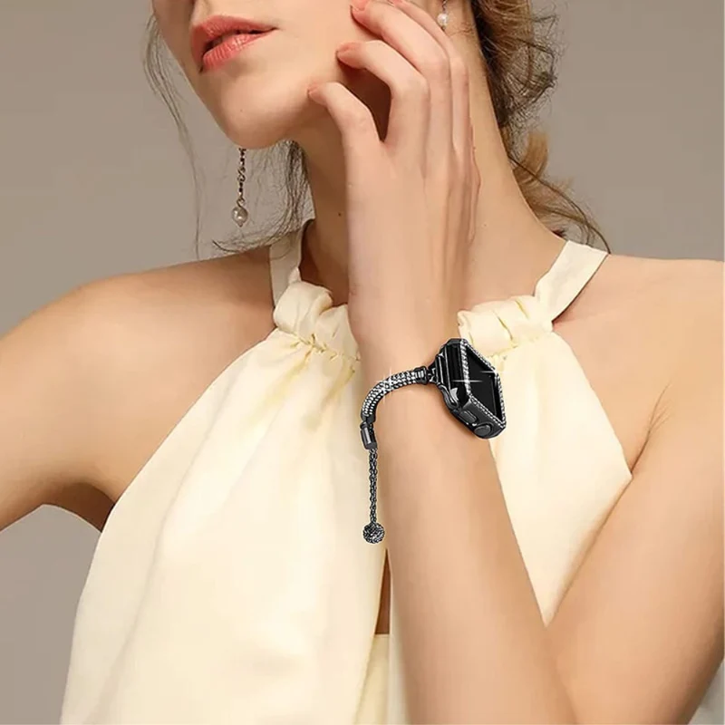 Haltbar Apple Watch Series 7 45mm Metall und Strass armband