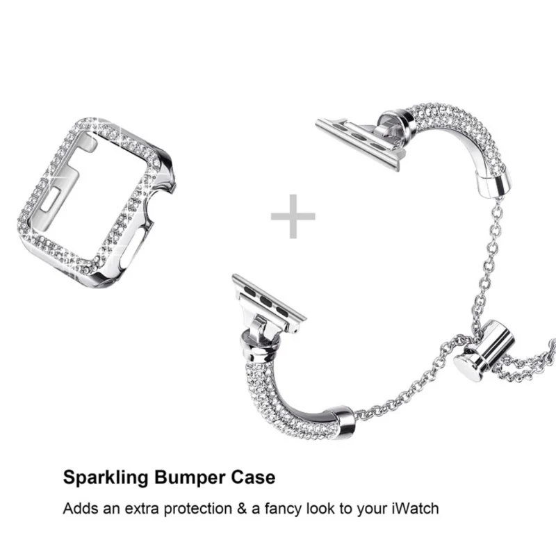 Zeitlos Apple Watch Series 7 45mm Metall und Strass armband