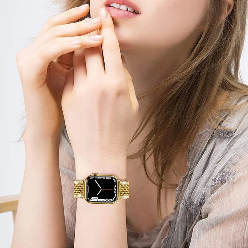 Modisch Apple Watch Series 7 45mm Metall und Strass armband