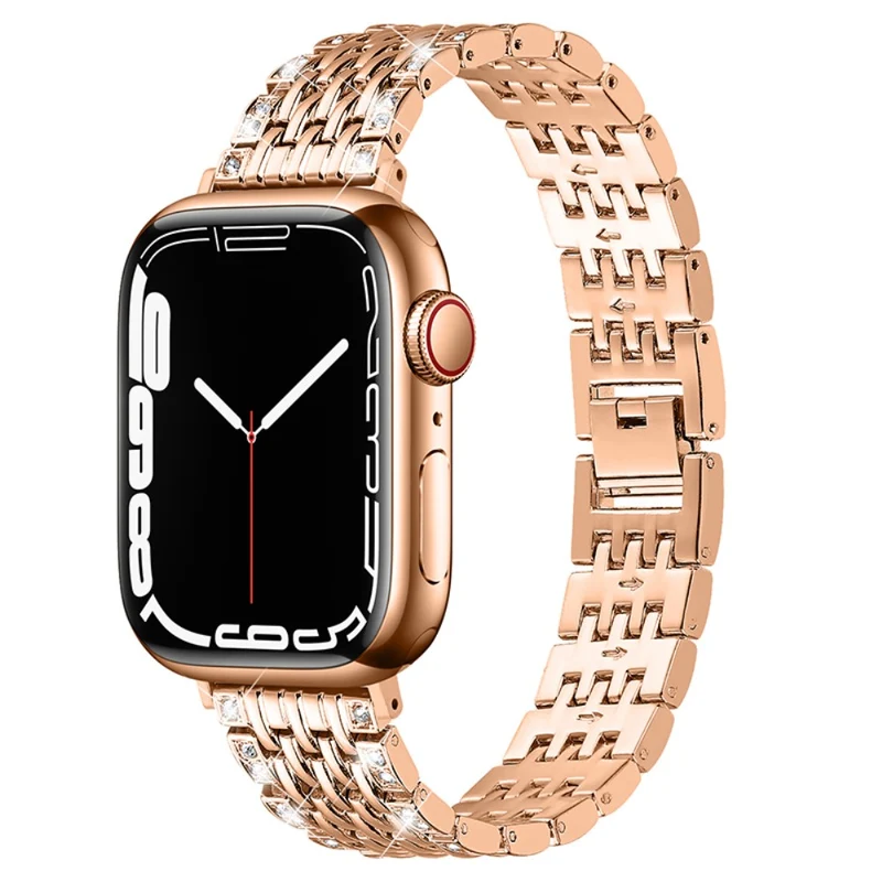 Modisch Apple Watch Series 7 45mm Metall und Strass armband