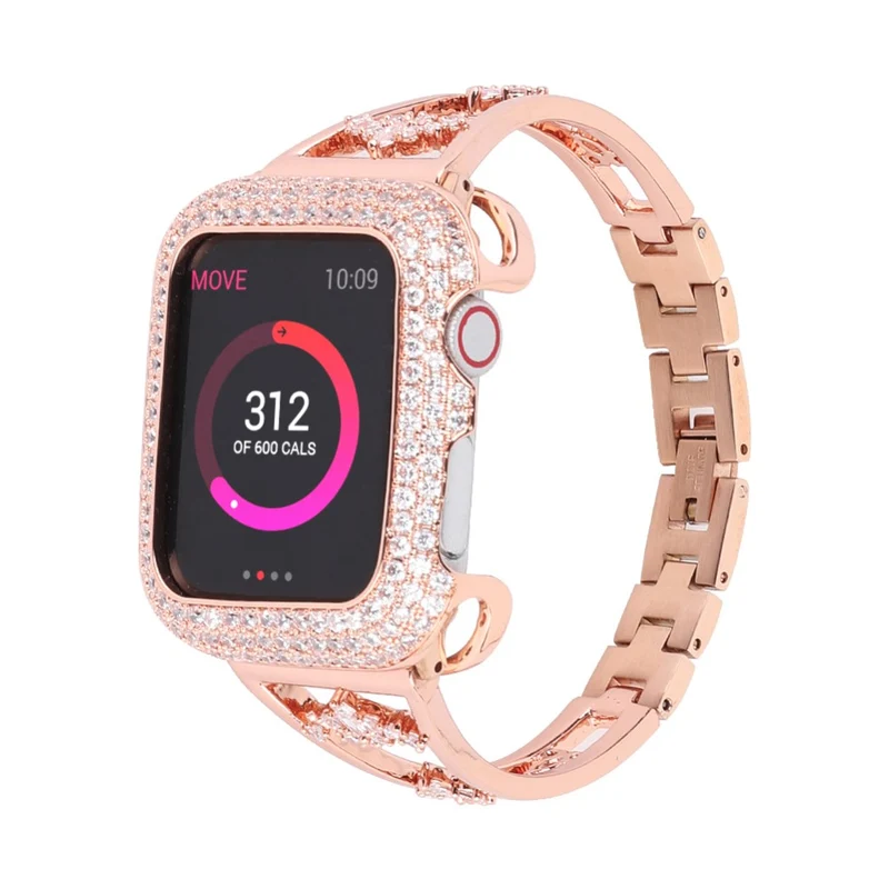 Bequem Apple Watch Series 7 45mm Metall und Strass armband