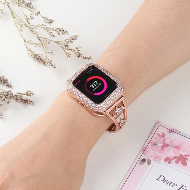 Bequem Apple Watch Series 7 45mm Metall und Strass armband
