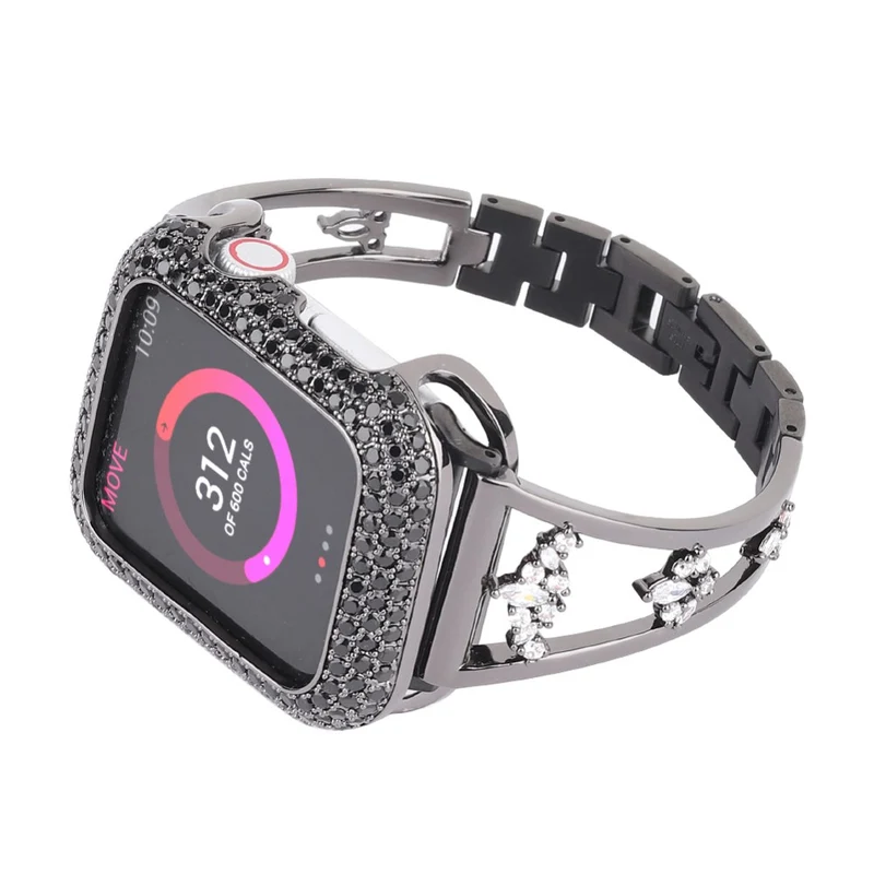 Bequem Apple Watch Series 7 45mm Metall und Strass armband