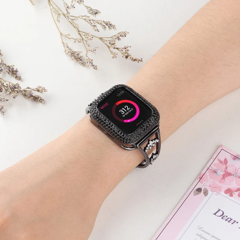 Bequem Apple Watch Series 7 45mm Metall und Strass armband