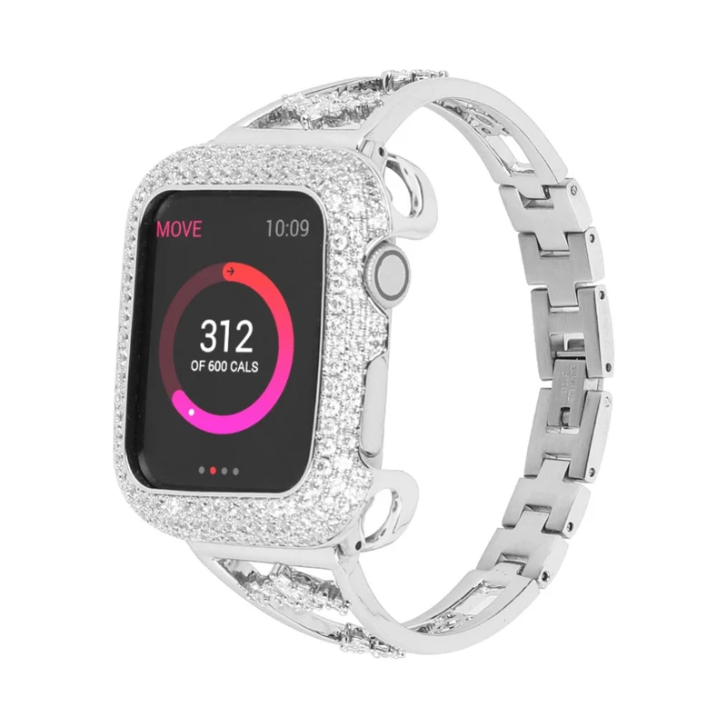 Bequem Apple Watch Series 7 45mm Metall und Strass armband