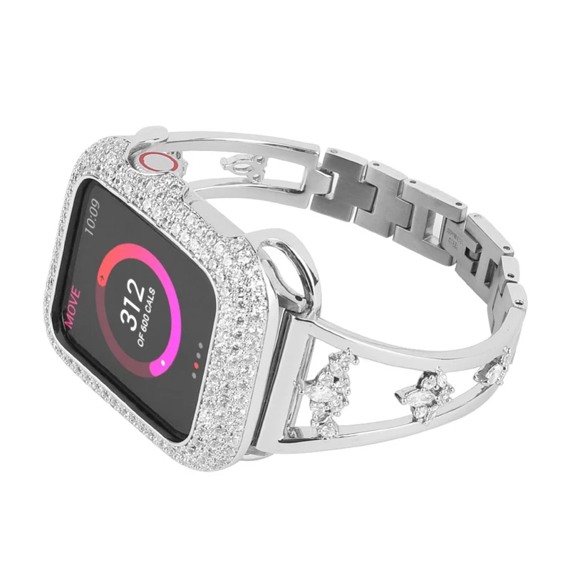 Bequem Apple Watch Series 7 45mm Metall und Strass armband