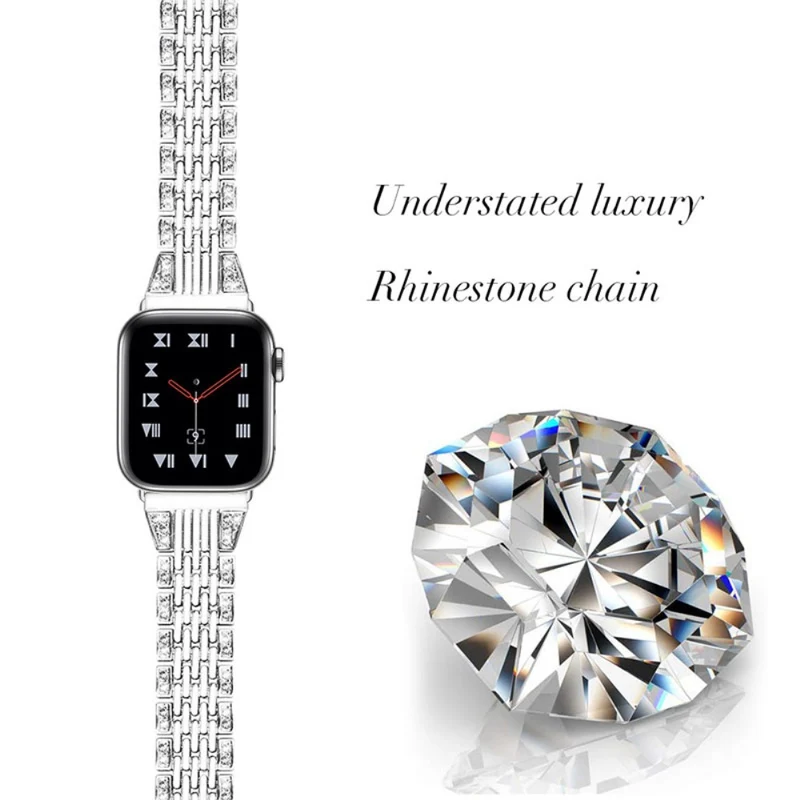 Modisch Apple Watch Series 7 45mm Metall und Strass armband