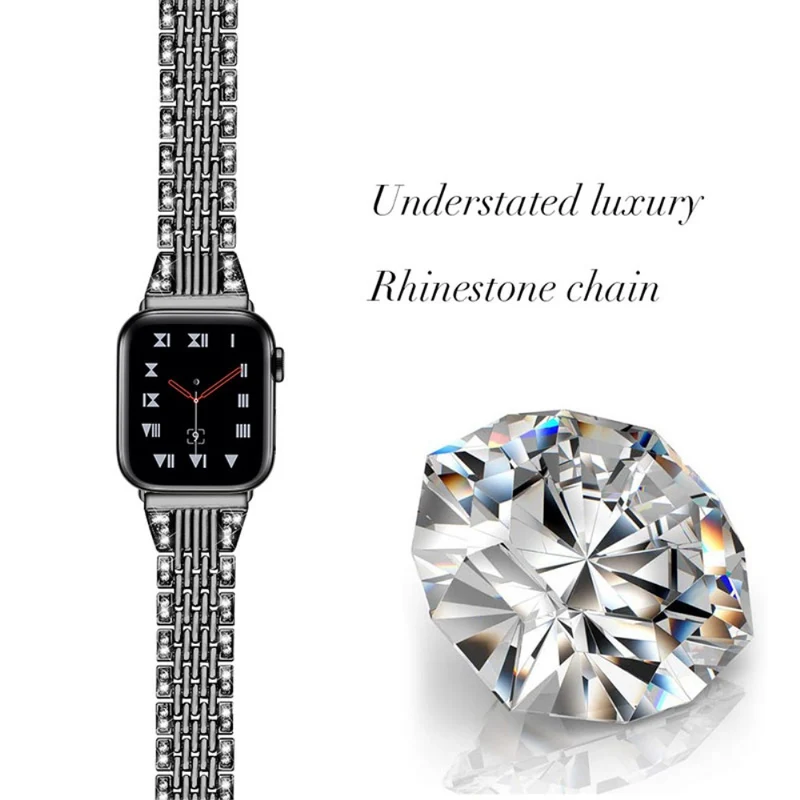Modisch Apple Watch Series 7 45mm Metall und Strass armband
