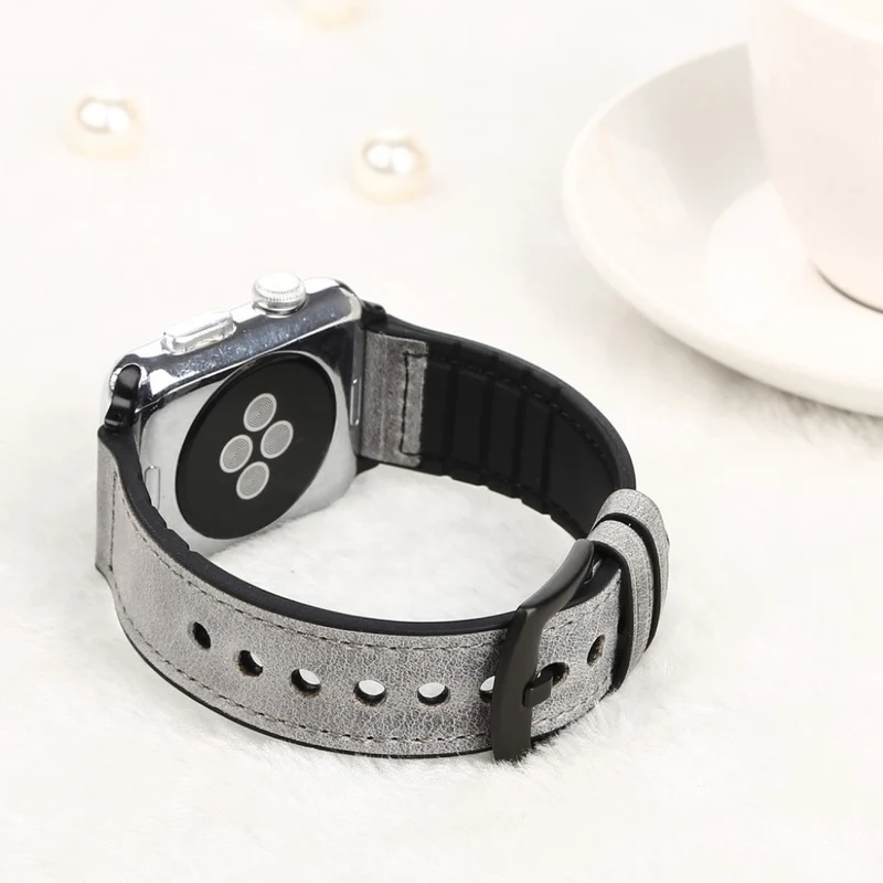 Apple Watch Series 5 40mm Echtes Leder und Silikon / TPU armband
