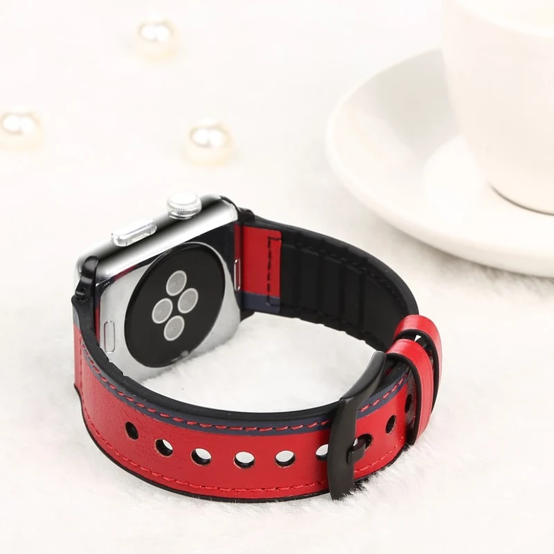 Apple Watch Series 5 40mm Echtes Leder und Silikon / TPU armband
