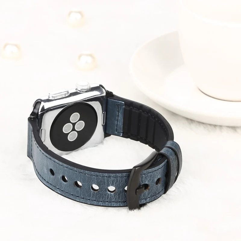 Apple Watch Series 5 40mm Echtes Leder und Silikon / TPU armband