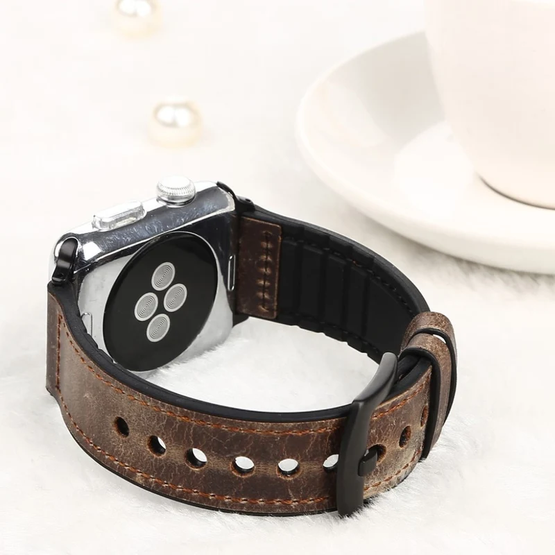 Apple Watch Series 5 40mm Echtes Leder und Silikon / TPU armband