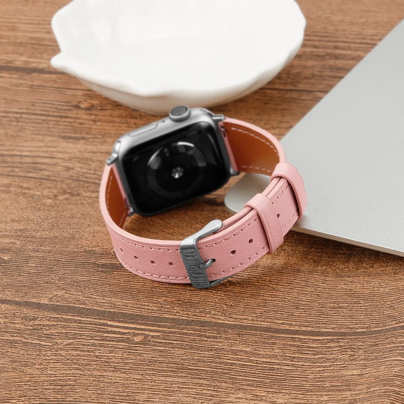 Bequem Apple Watch Series 7 45mm Echtes Leder armband