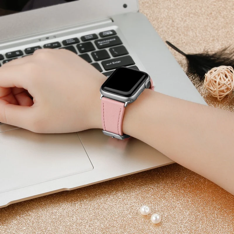 Bequem Apple Watch Series 7 45mm Echtes Leder armband