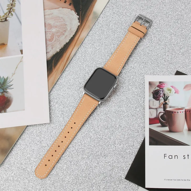 Bequem Apple Watch Series 7 45mm Echtes Leder armband