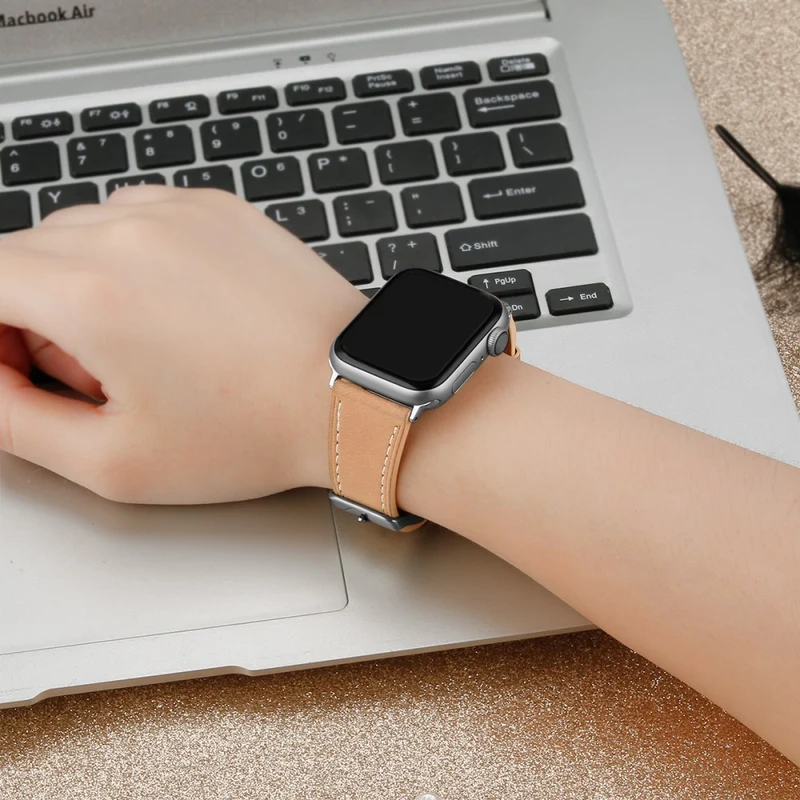 Bequem Apple Watch Series 7 45mm Echtes Leder armband