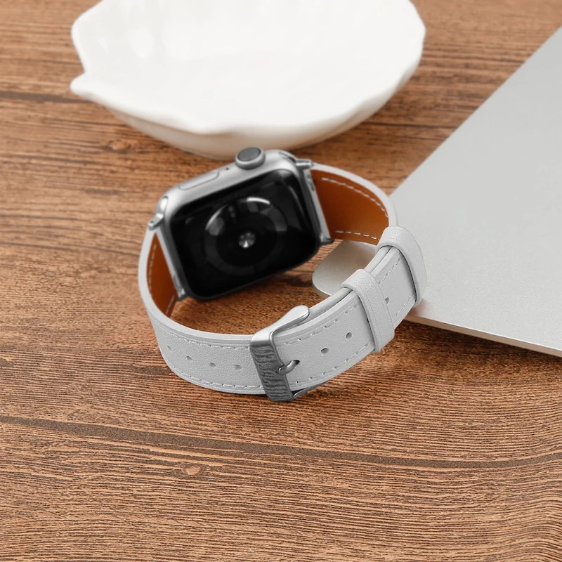Bequem Apple Watch Series 7 45mm Echtes Leder armband
