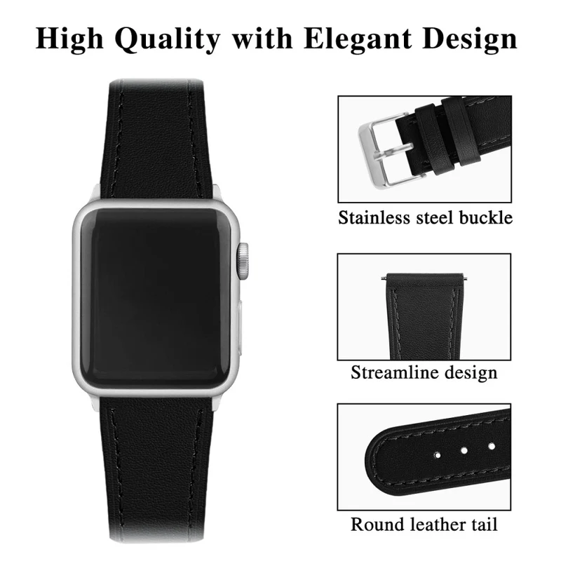Bequem Apple Watch Series 7 45mm Echtes Leder armband